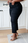 Lizzy High Rise Tummy Control Wide Leg Crop Judy Blue Jeans in Black