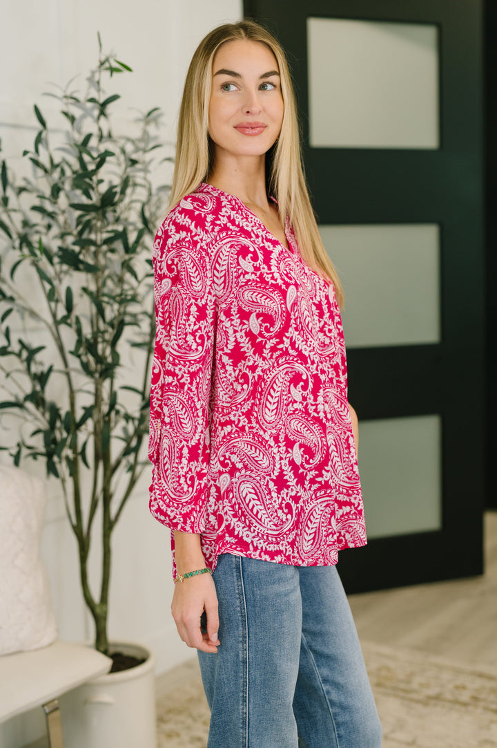 Lizzy Top in Pink Paisley