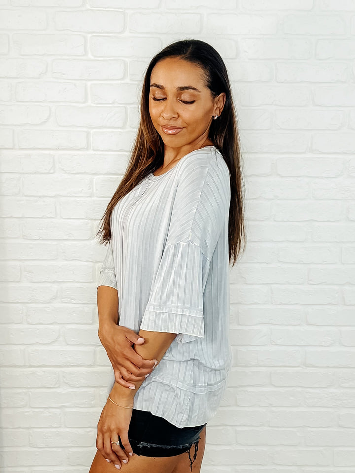 Loosely Speaking Oversized Basic Top in Lt Grey