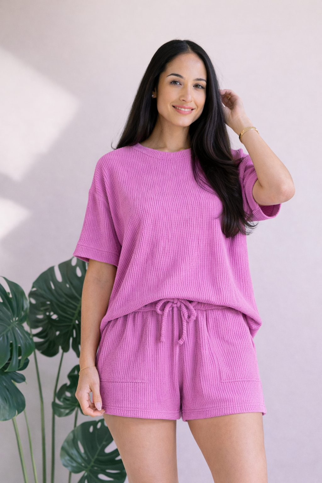 Rib Short Set-Zenana