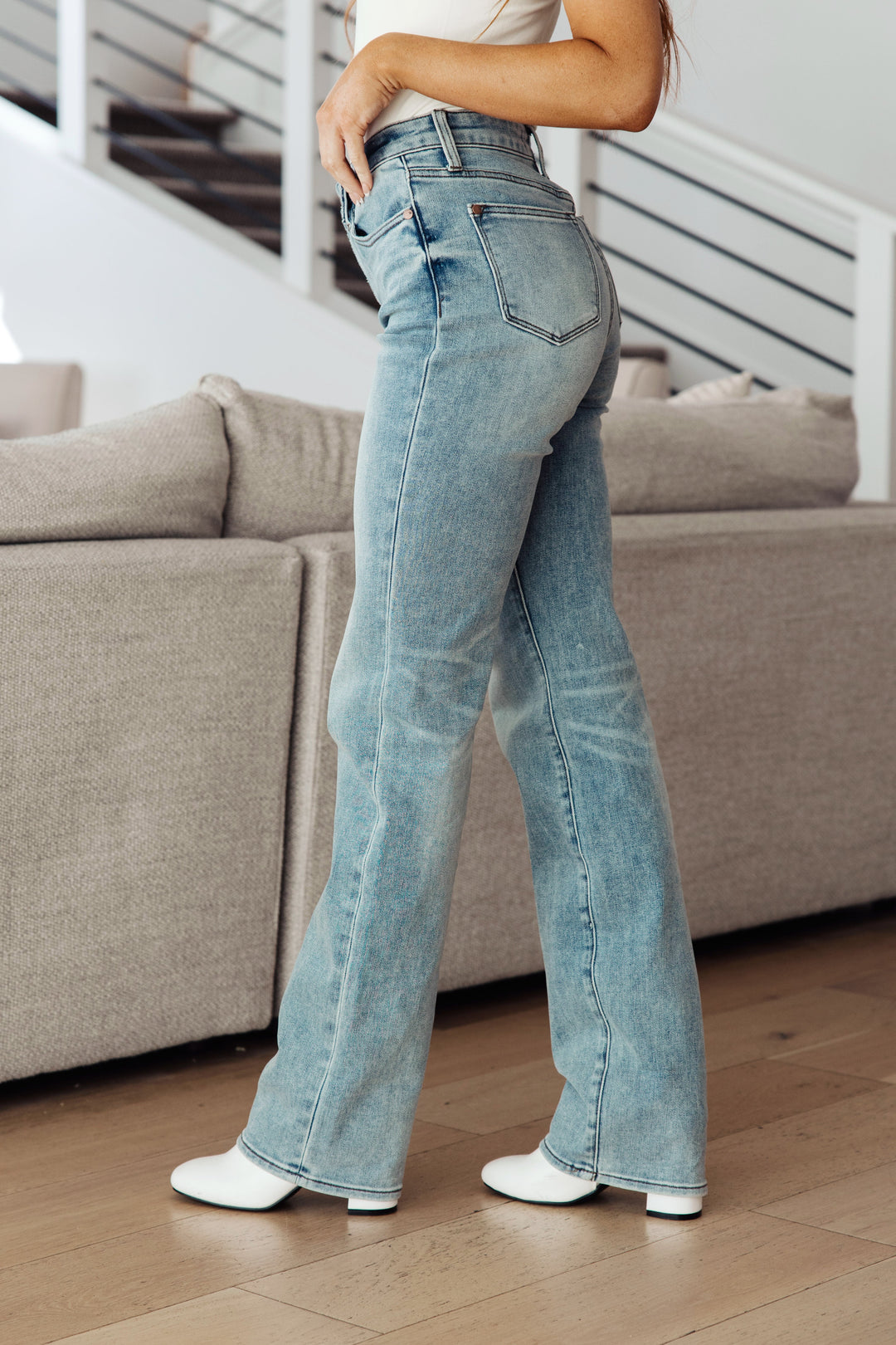 Miranda High Rise Plaid Cuff Vintage Judy Blue Straight Jeans