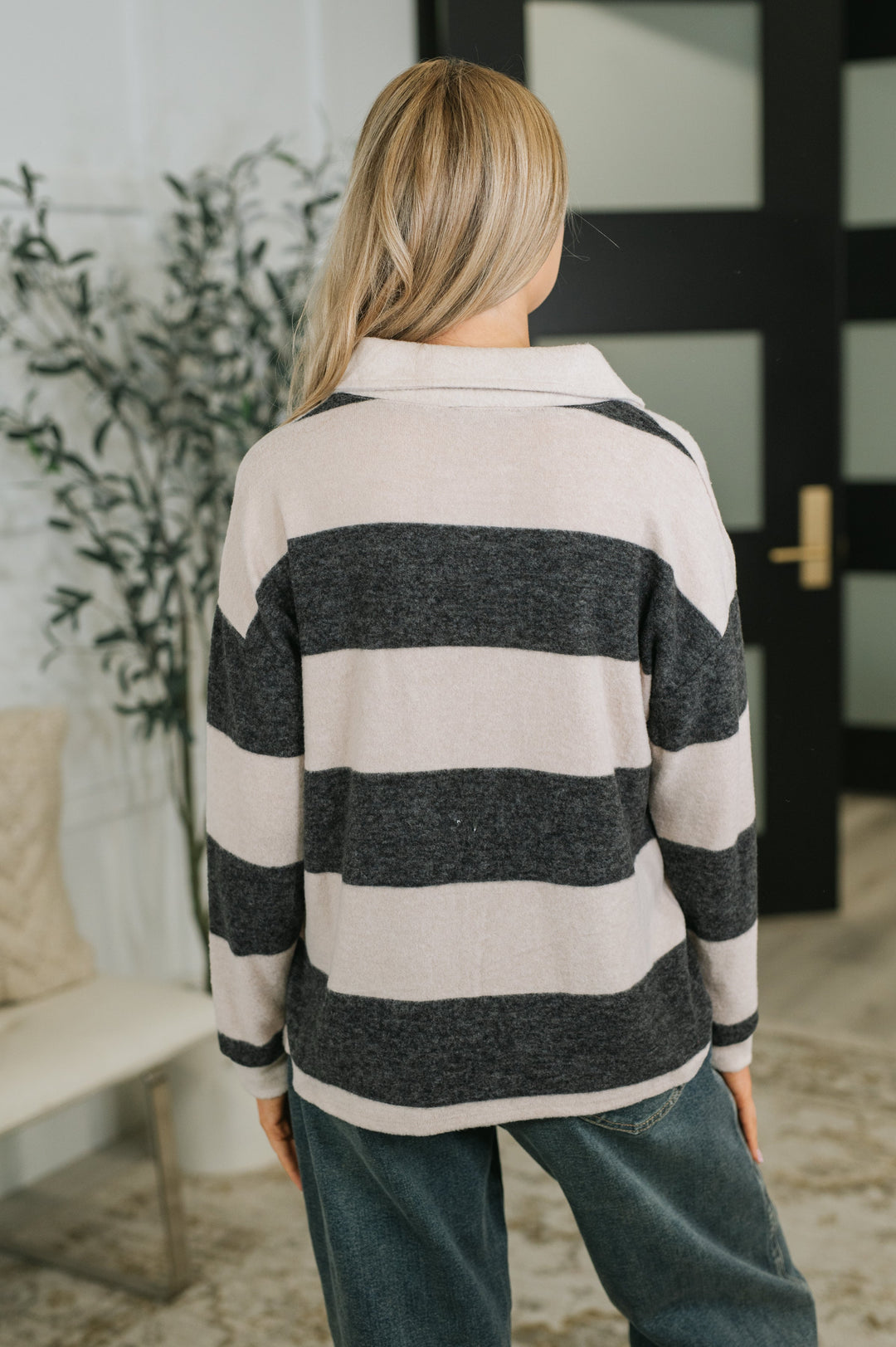 My Dear Friend Collared Relaxed Top in Black