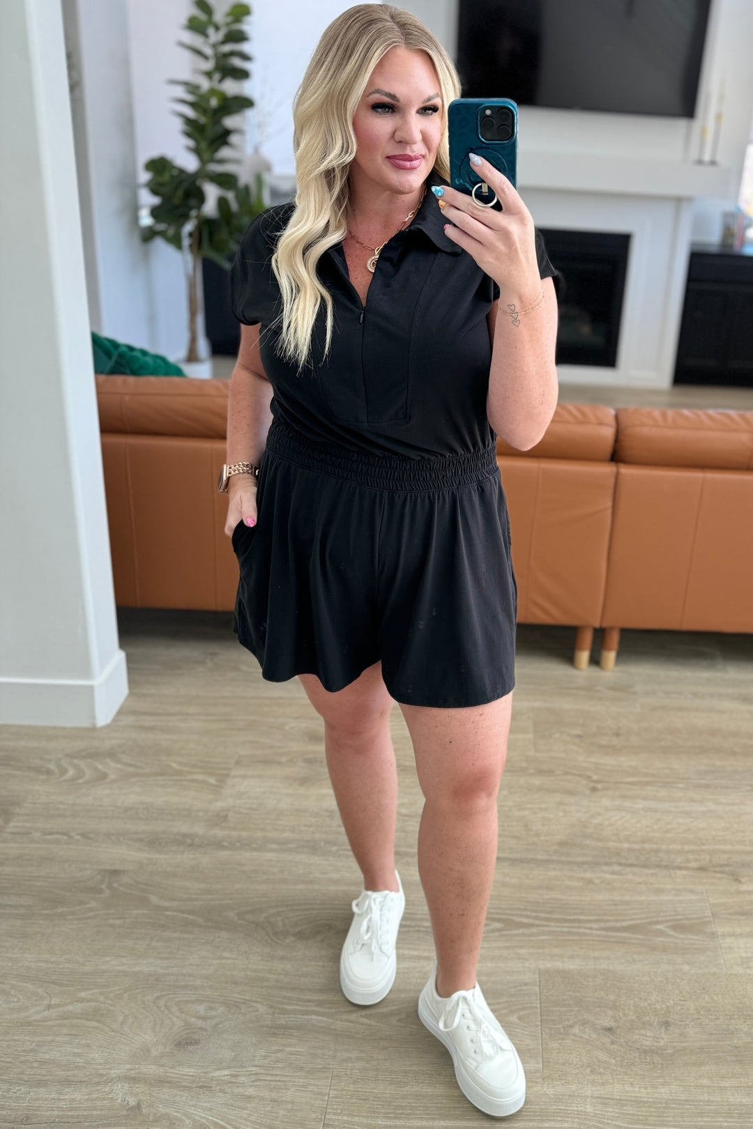 Nothing Like It Collared Romper in Black