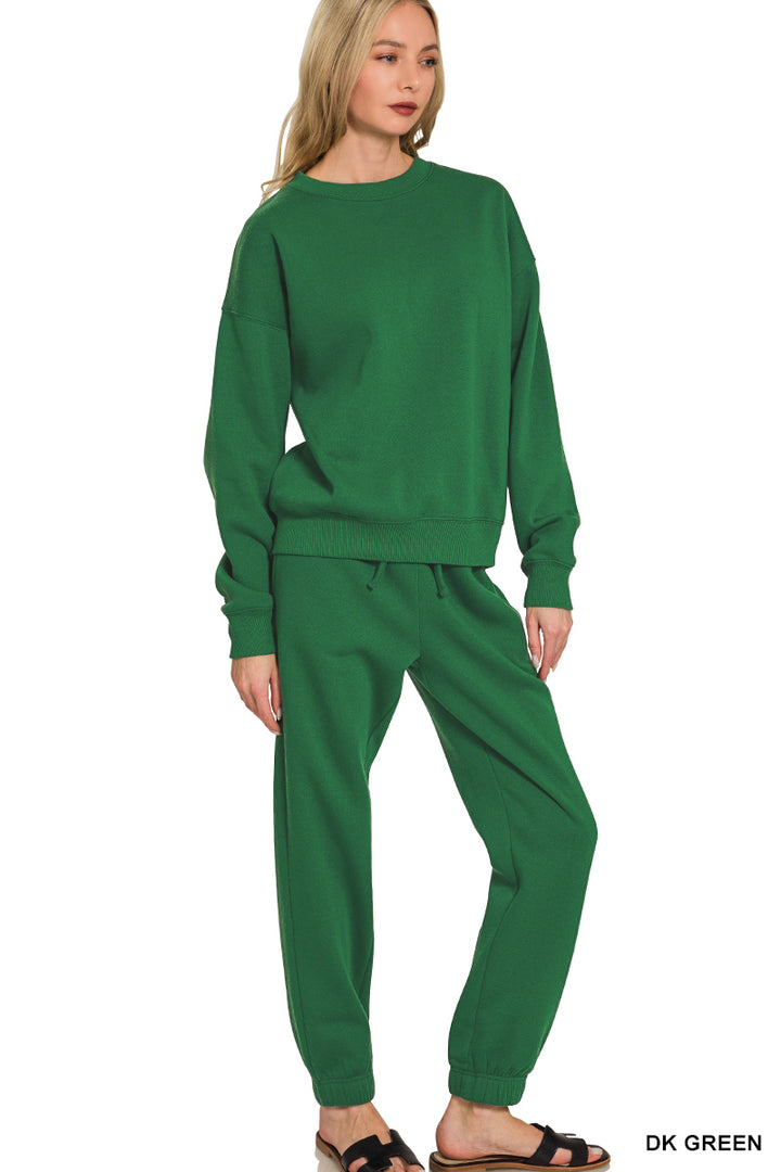 FLEECE LONG SLEEVE PULLOVER & JOGGER SET-ZENANA