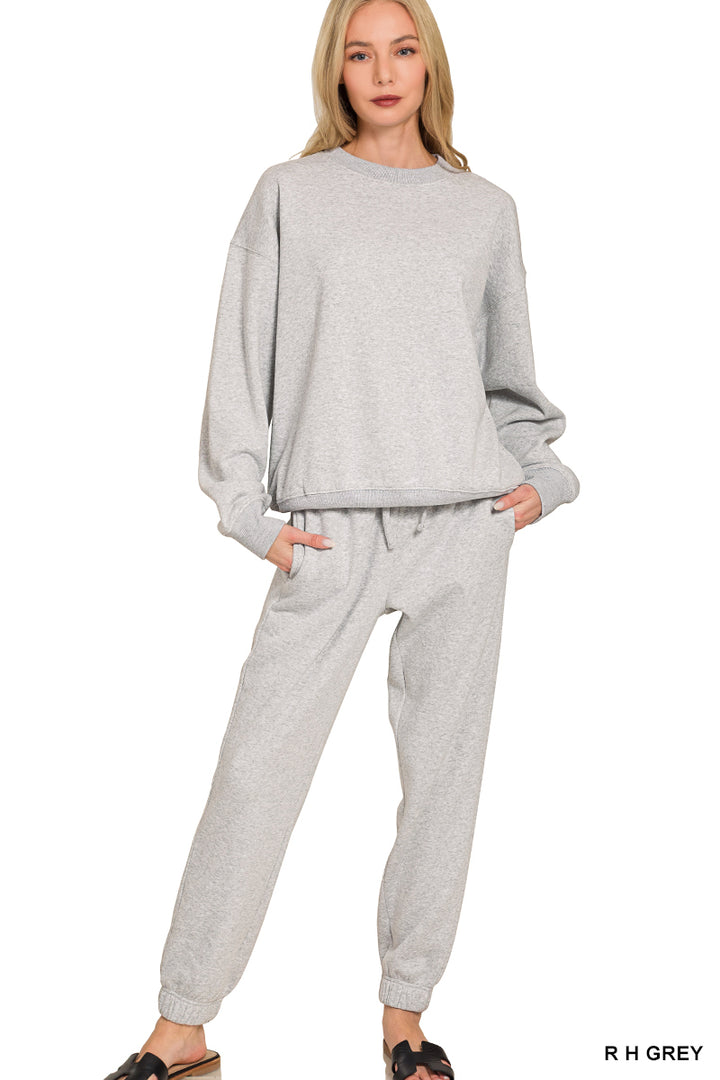 FLEECE LONG SLEEVE PULLOVER & JOGGER SET-ZENANA