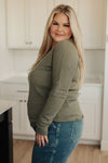 On a Roll Ribbed Knit V Neck Long Sleeve Top - OW *FINAL SALE*