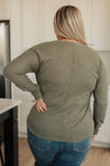 On a Roll Ribbed Knit V Neck Long Sleeve Top - OW *FINAL SALE*