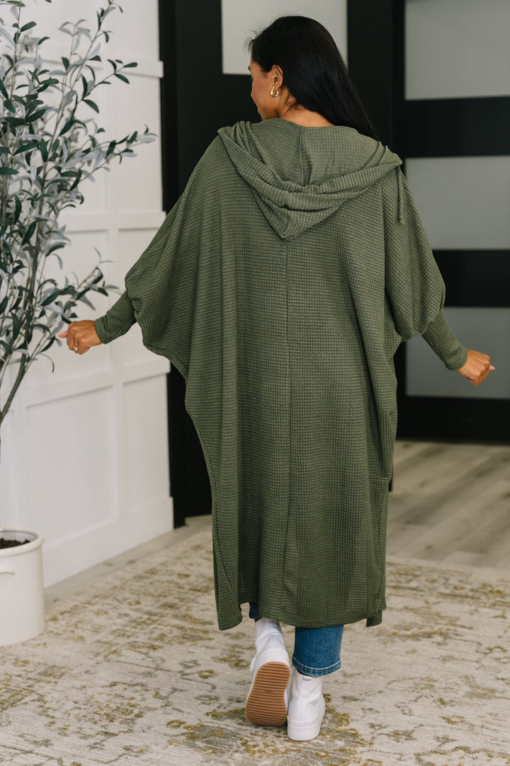 Pamper Travel Hooded Cardigan in Olive