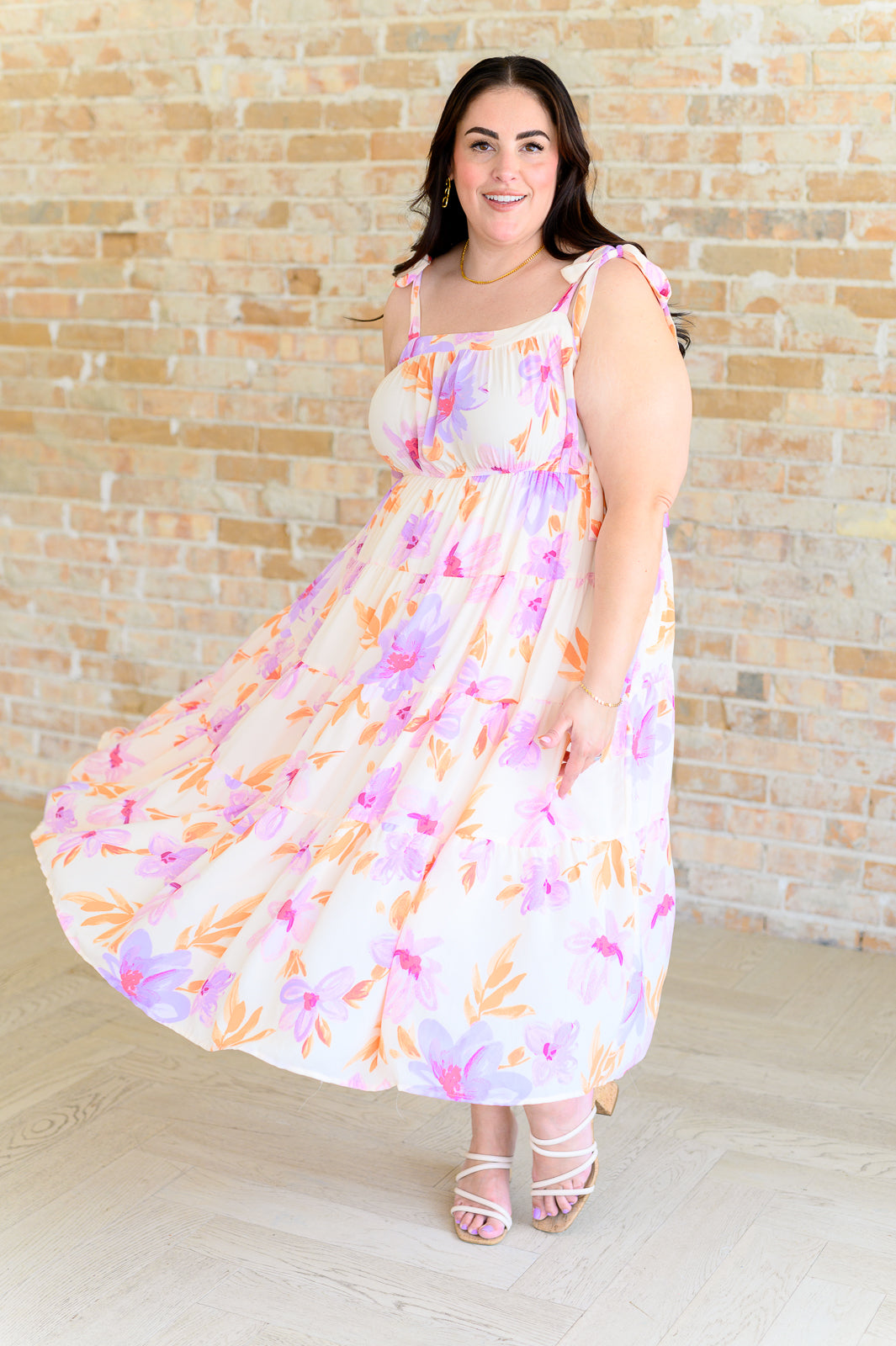 Pastel Petals Floral Midi Dress (2XL)