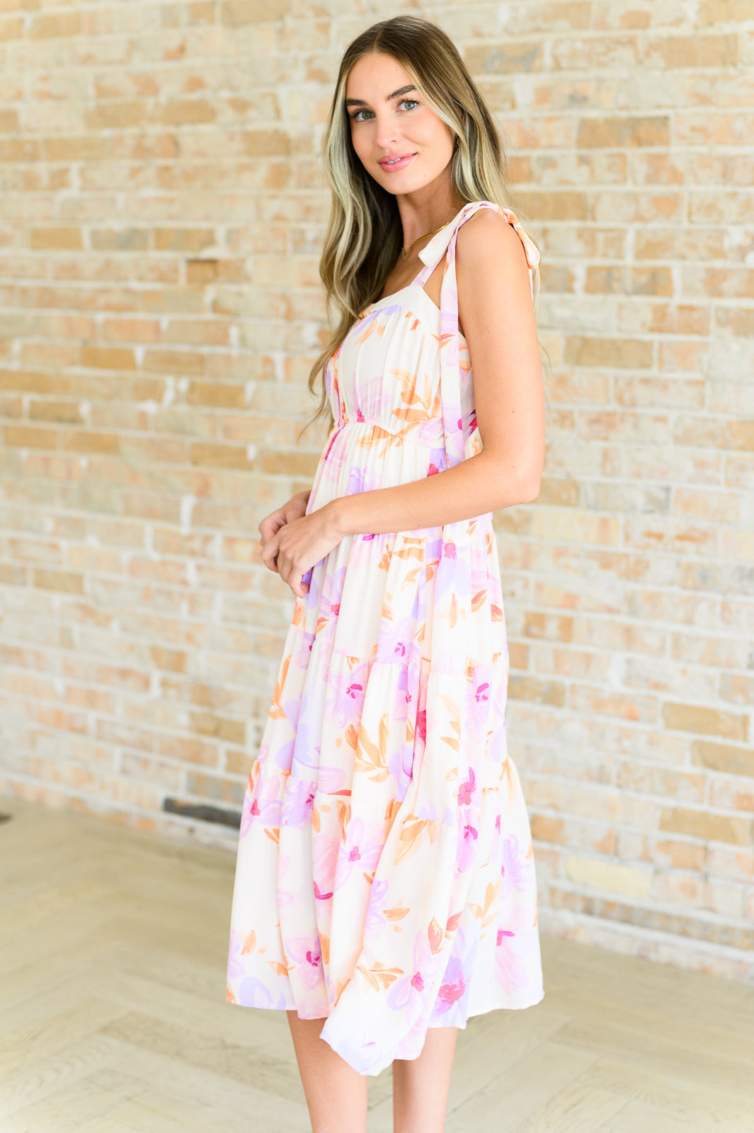 Pastel Petals Floral Midi Dress (2XL)