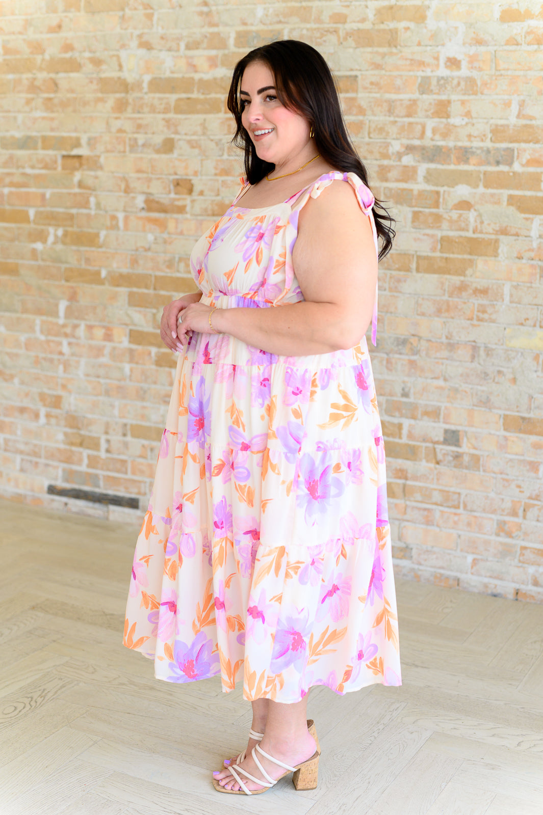 Pastel Petals Floral Midi Dress (2XL)