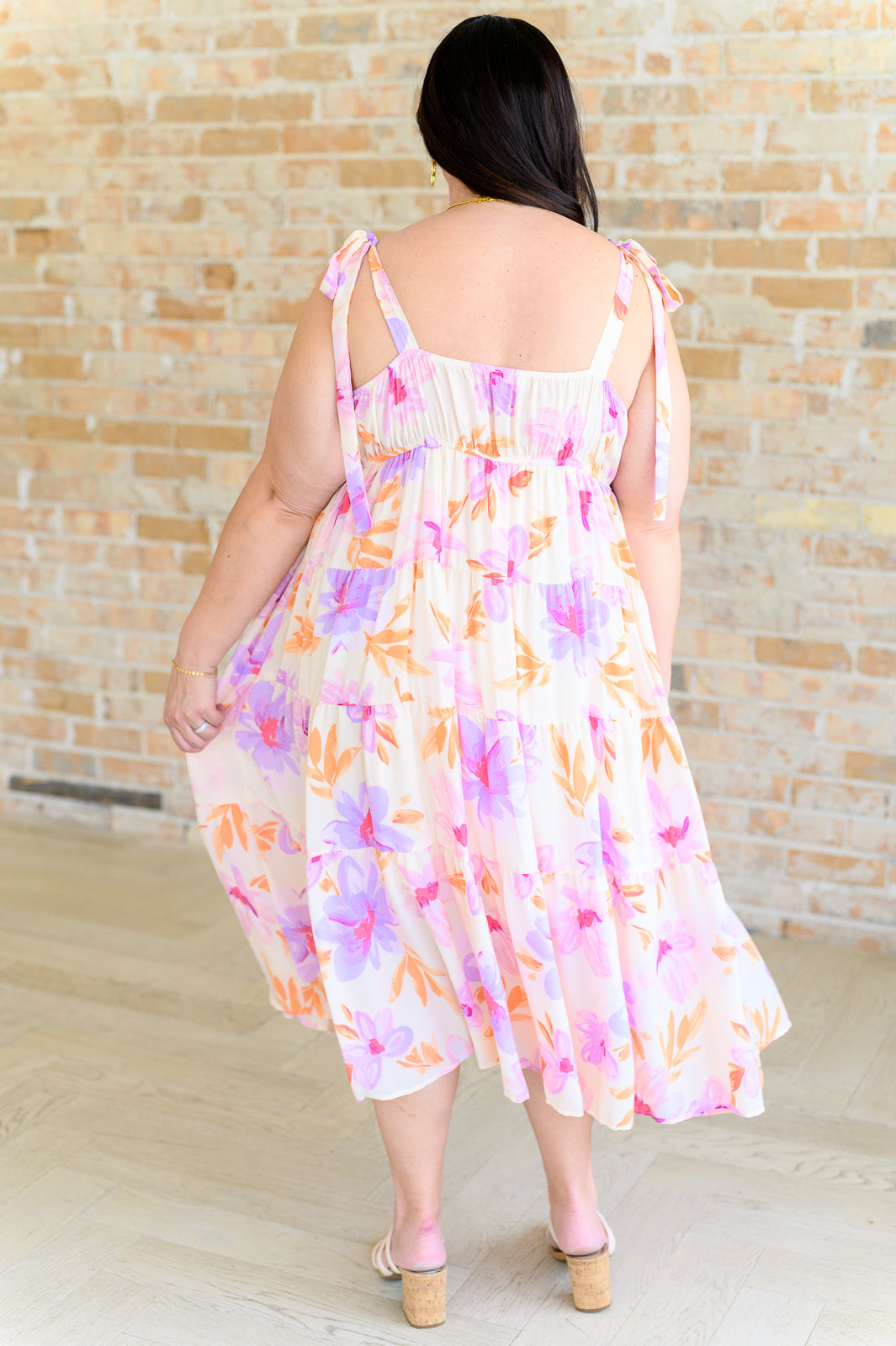 Pastel Petals Floral Midi Dress (2XL)