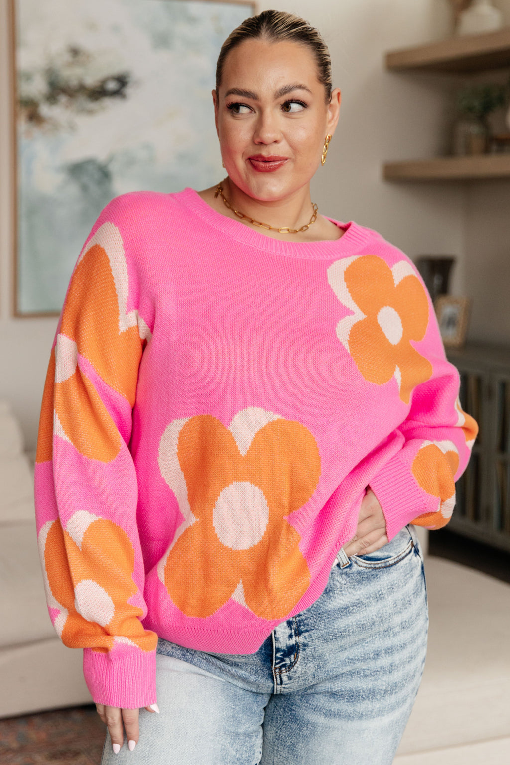 Quietly Bold Mod Floral Sweater - OW *FINAL SALE*