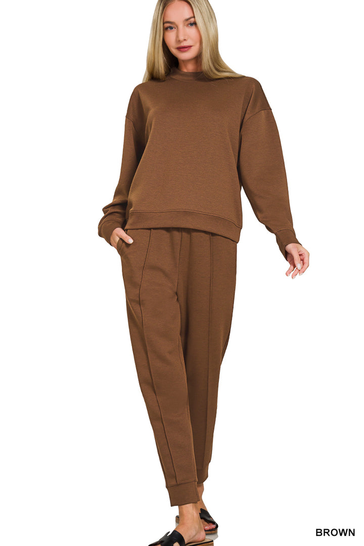 SCUBA LONG SLEEVE PULLOVER & JOGGER SET-ZENANA