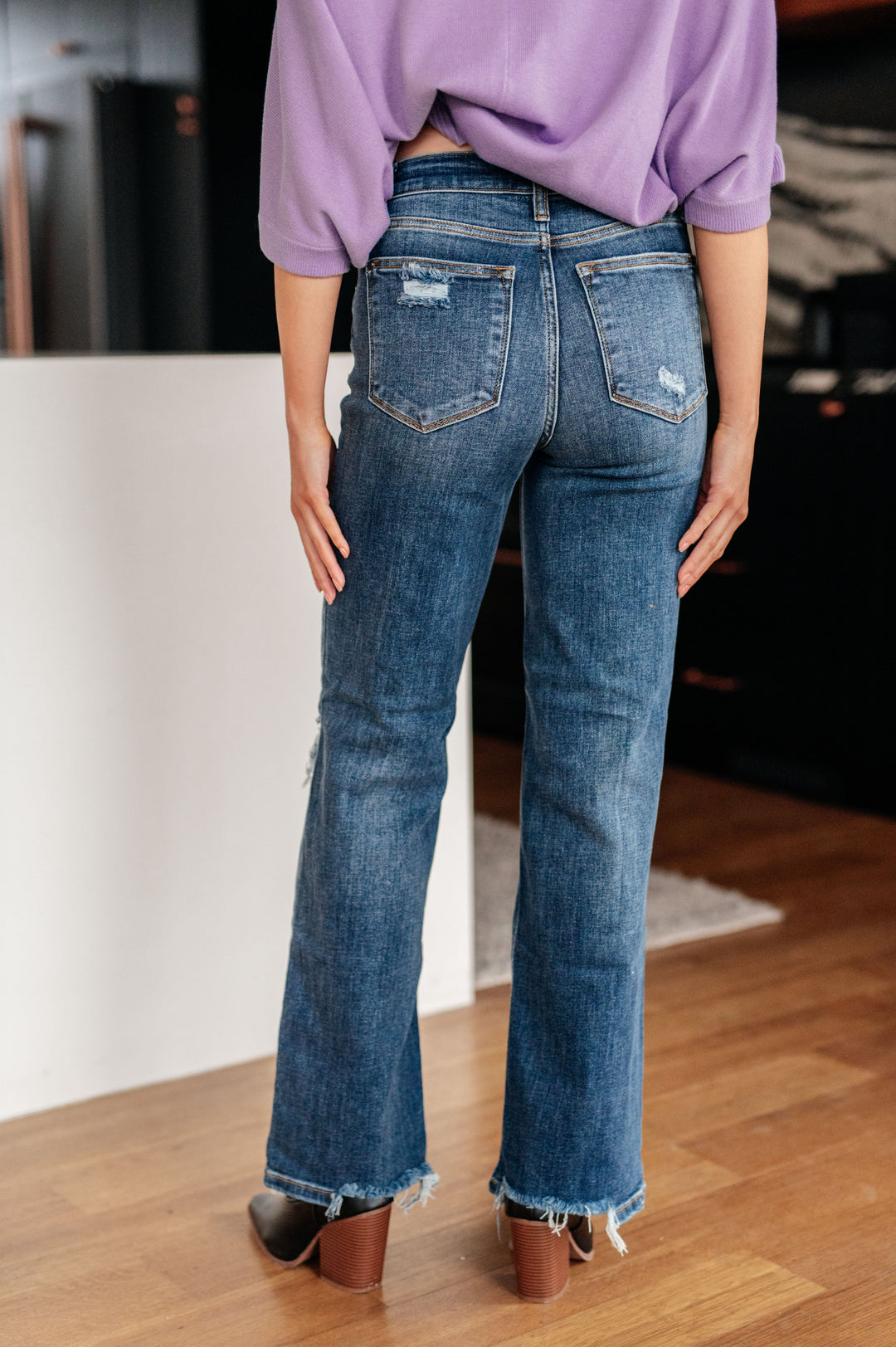 Rose High Rise 90's Straight Jeans in Dark Wash Judy Blue Jeans