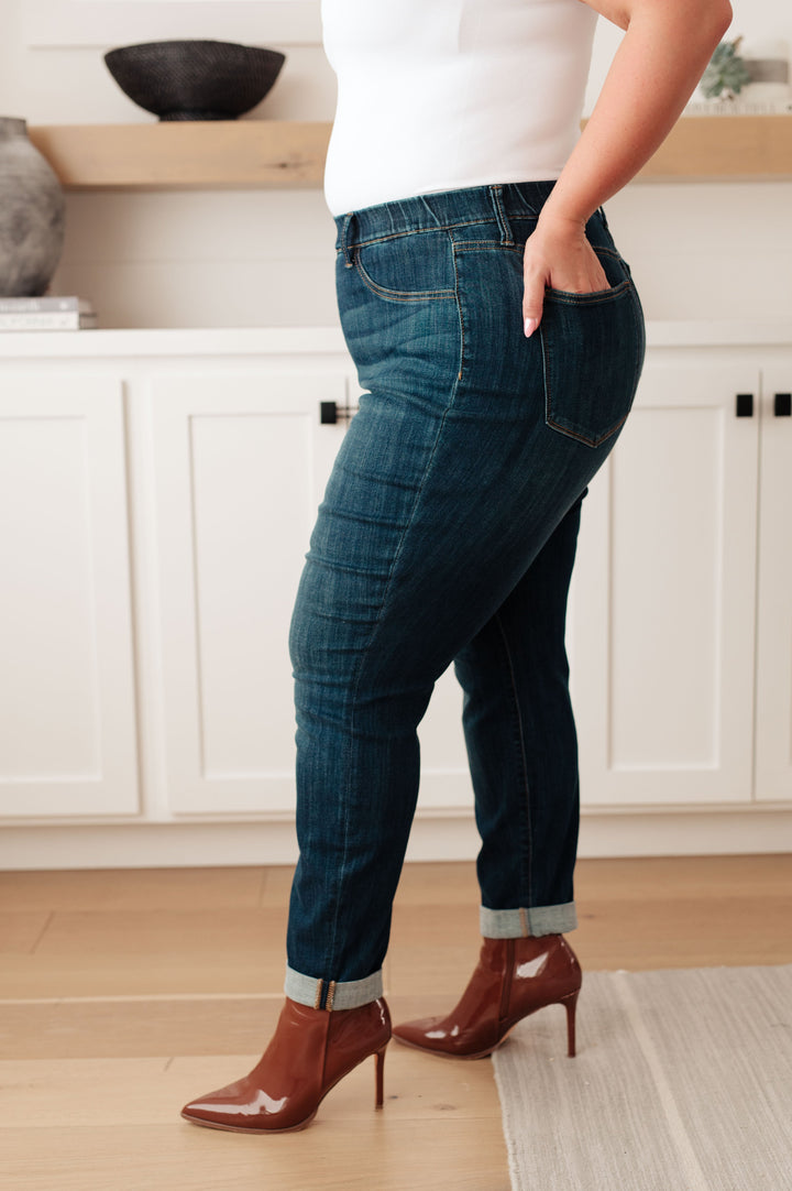 Rowena High Rise Pull On Double Cuff Slim Judy Blue Jeans
