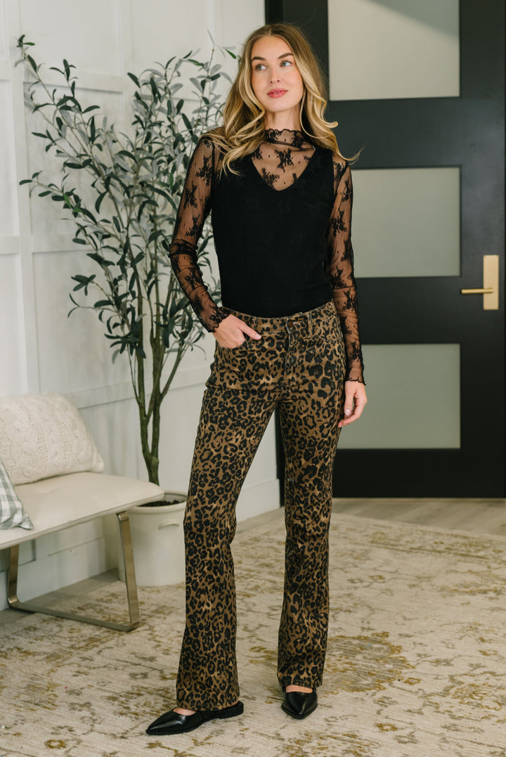Roxy High Waist Bootcut Leopard Print