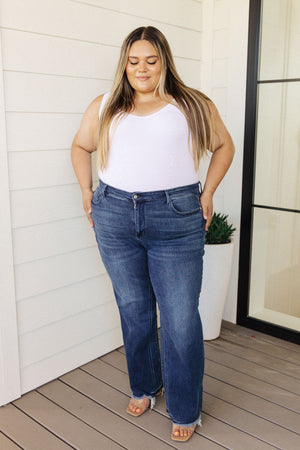 Ruth High Rise Release Hem Straight Jeans By Judy Blue