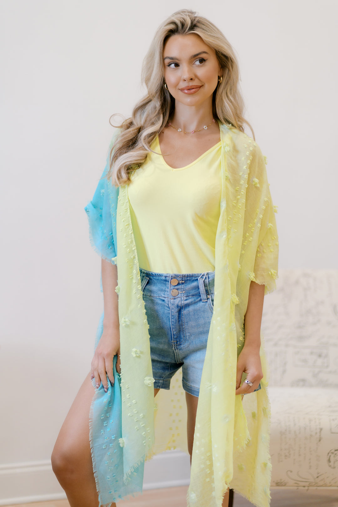Lemonade Breeze Kimono- New Color Pink/Blue
