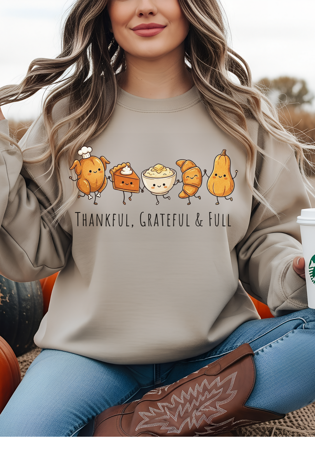 Thankful, Grateful & Full Graphic Tee