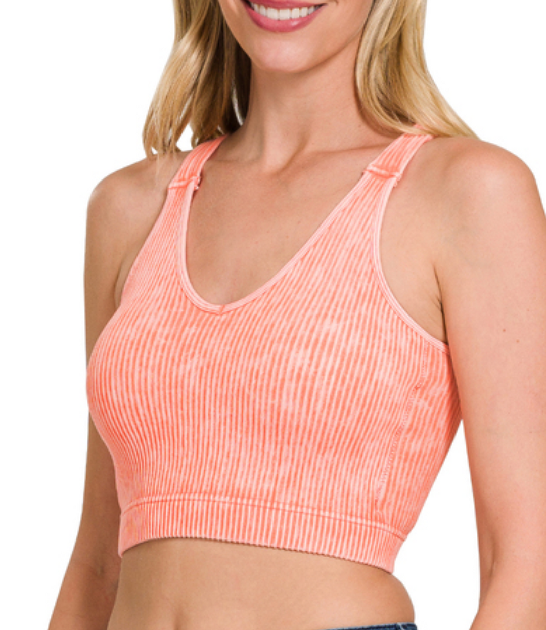 Bra Tank-Zenana (Seamless Washed Ribbed)