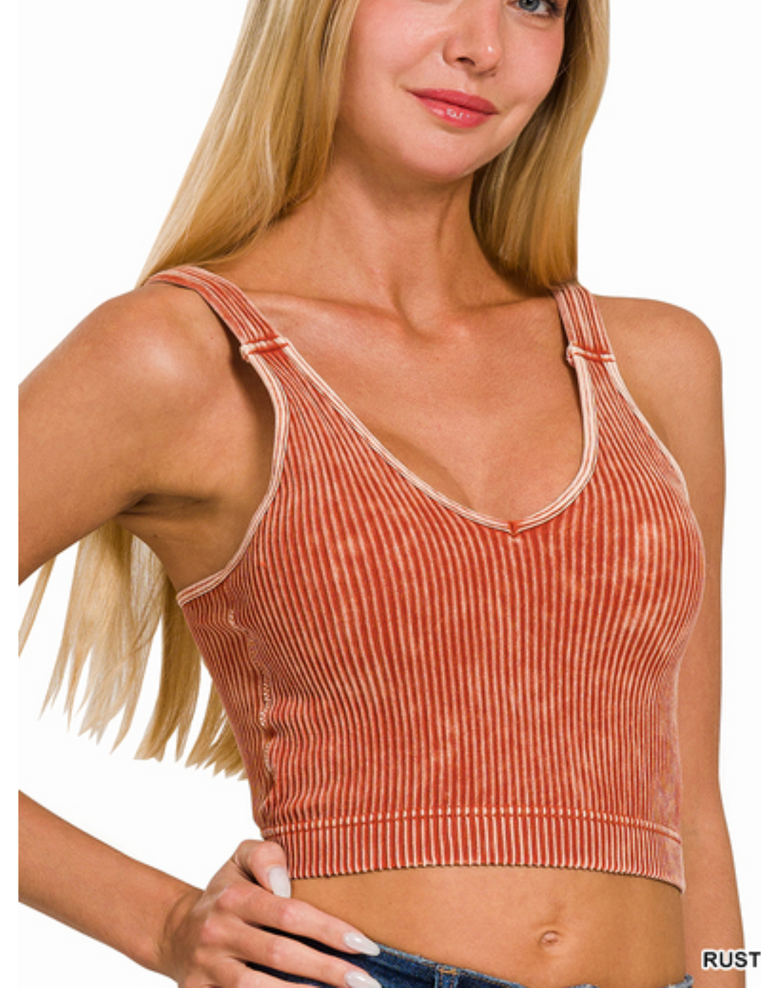 Bra Tank-Zenana (Seamless Washed Ribbed)