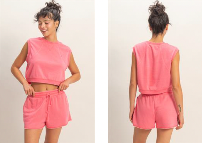 FLEECE SHORT SET- ACID WASH