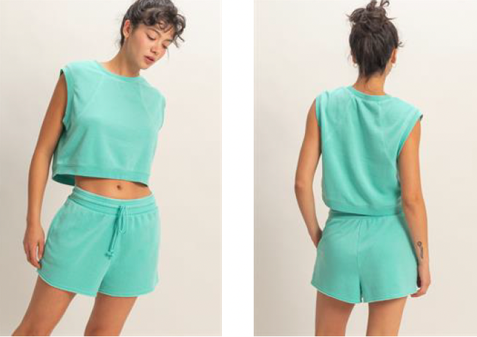 FLEECE SHORT SET- ACID WASH