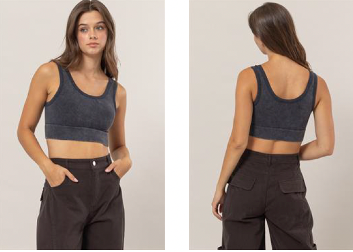 Rib Crop Tank- Acid Wash