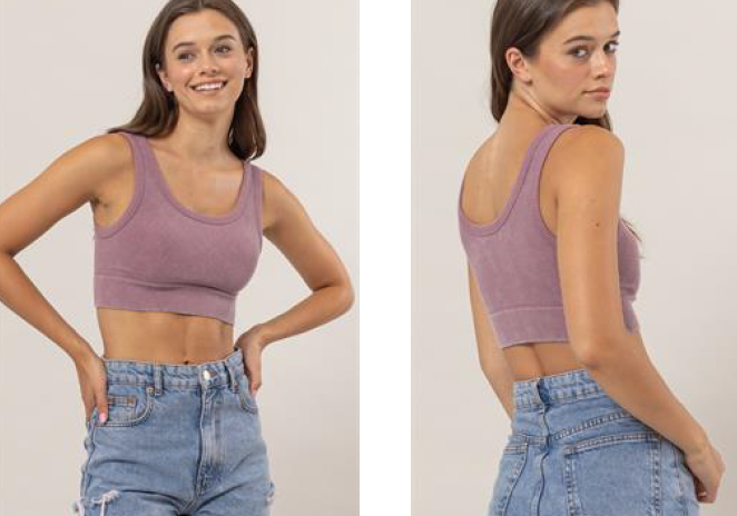 Rib Crop Tank- Acid Wash