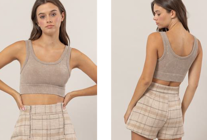 Rib Crop Tank- Acid Wash