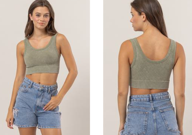 Rib Crop Tank- Acid Wash