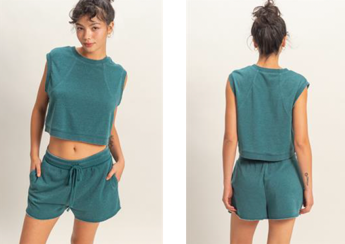 FLEECE SHORT SET- ACID WASH