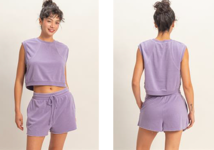 FLEECE SHORT SET- ACID WASH