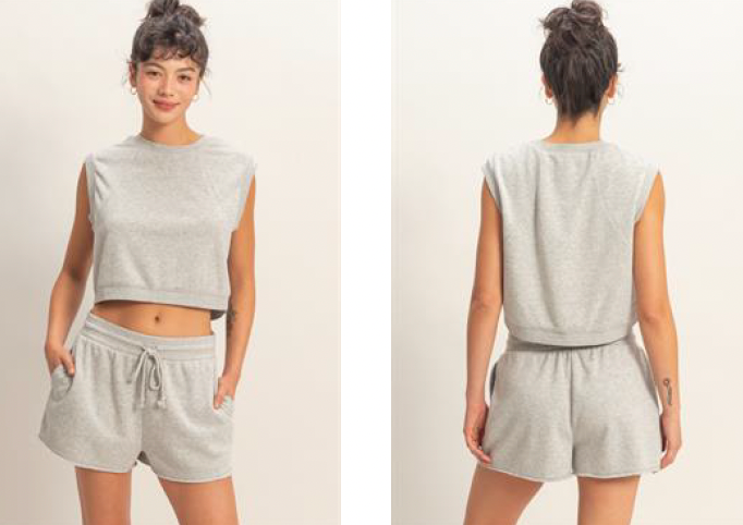 FLEECE SHORT SET- ACID WASH
