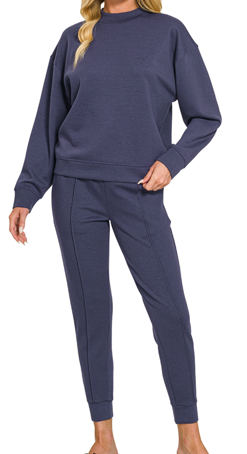 SCUBA LONG SLEEVE PULLOVER & JOGGER SET-ZENANA