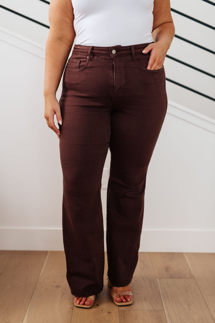 Sienna High Rise Control Top Flare Jeans in Espresso by Judy Blue - OW *FINAL SALE*