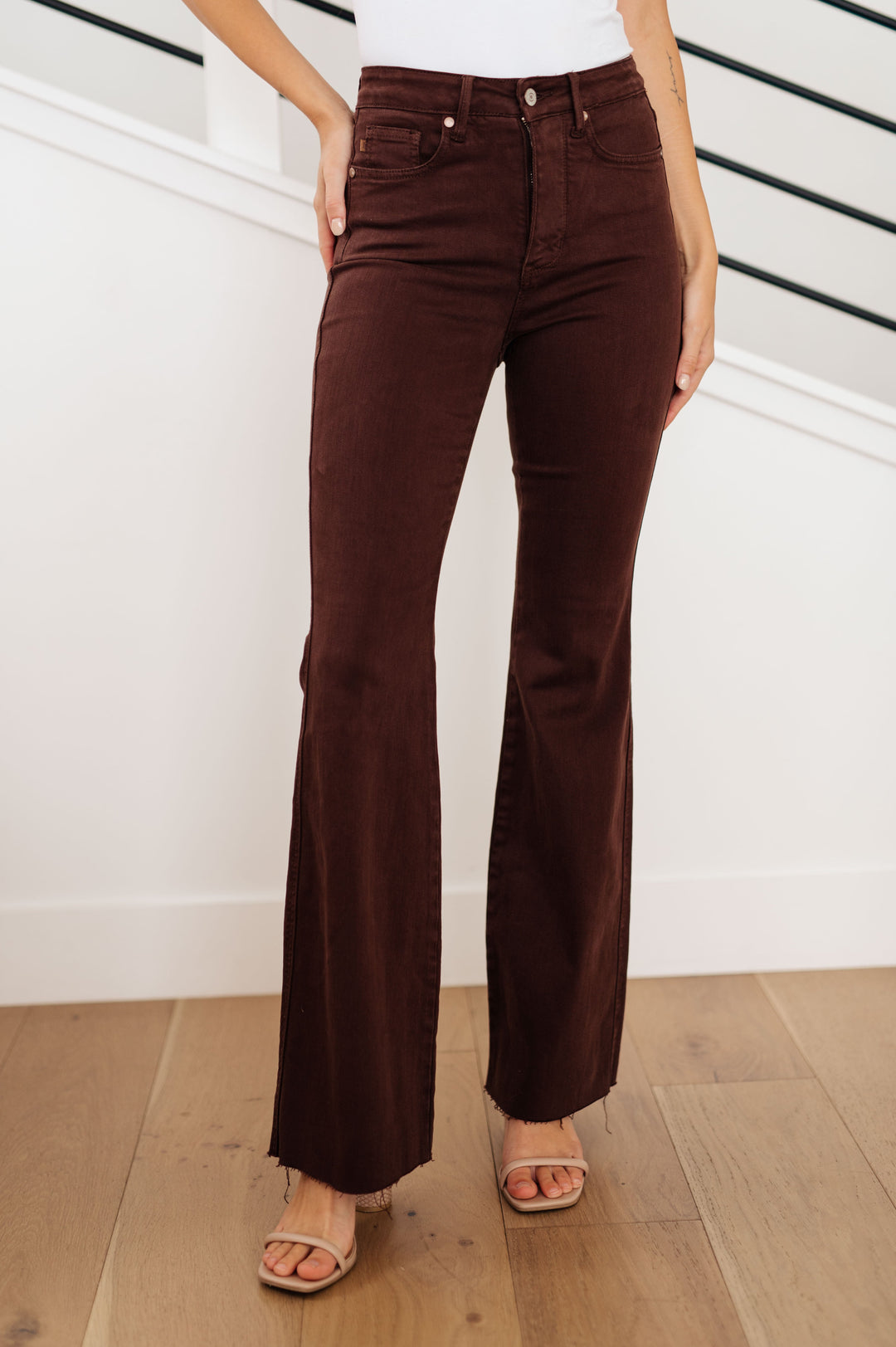Sienna High Rise Tummy Control Flare Jeans in Espresso by Judy Blue