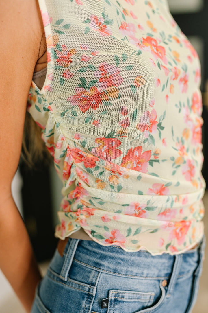 Snatched & Sassy Sheer Layering Top in Chartreuse