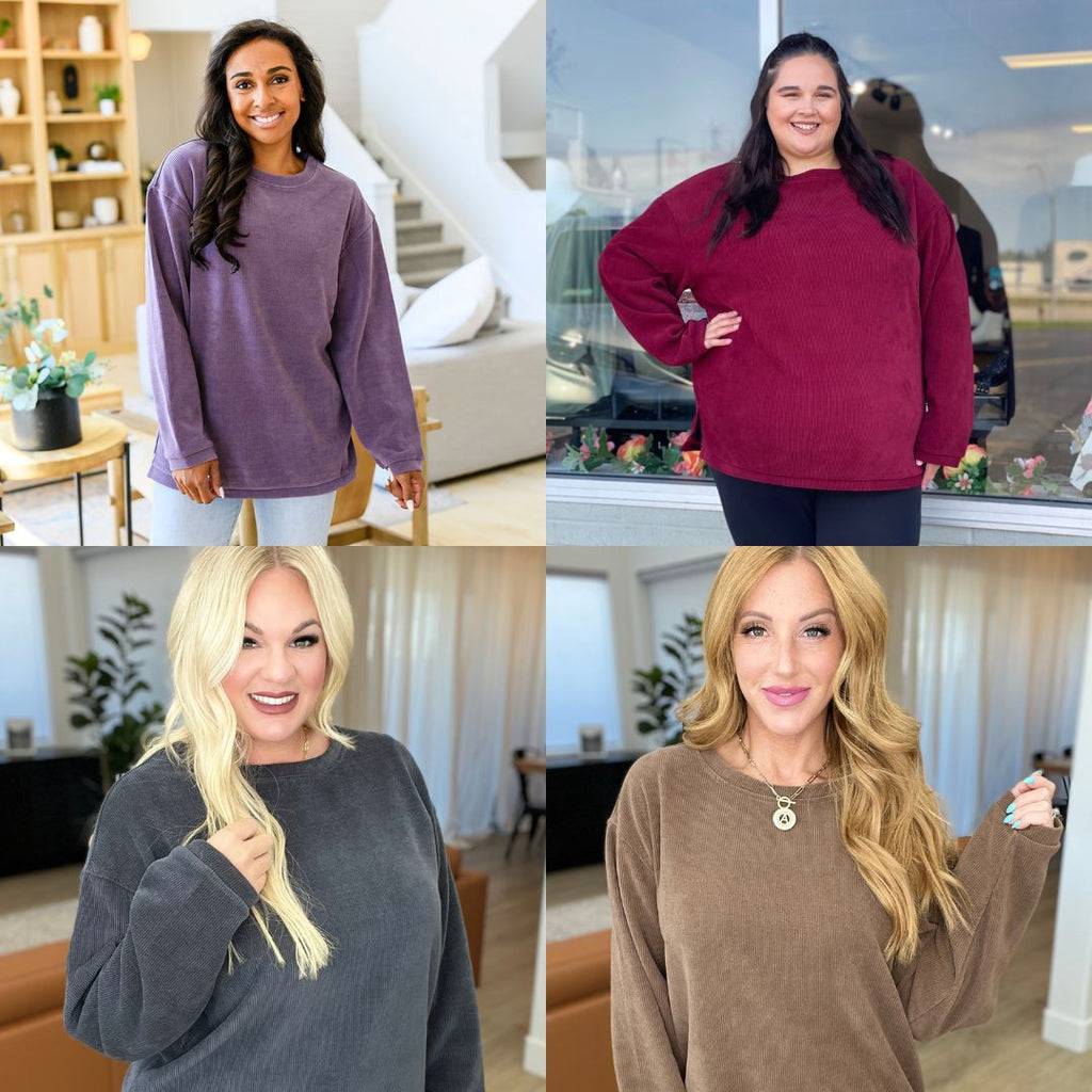 Shirley Sarah Corded Crew In Four Colors- PREORDER
