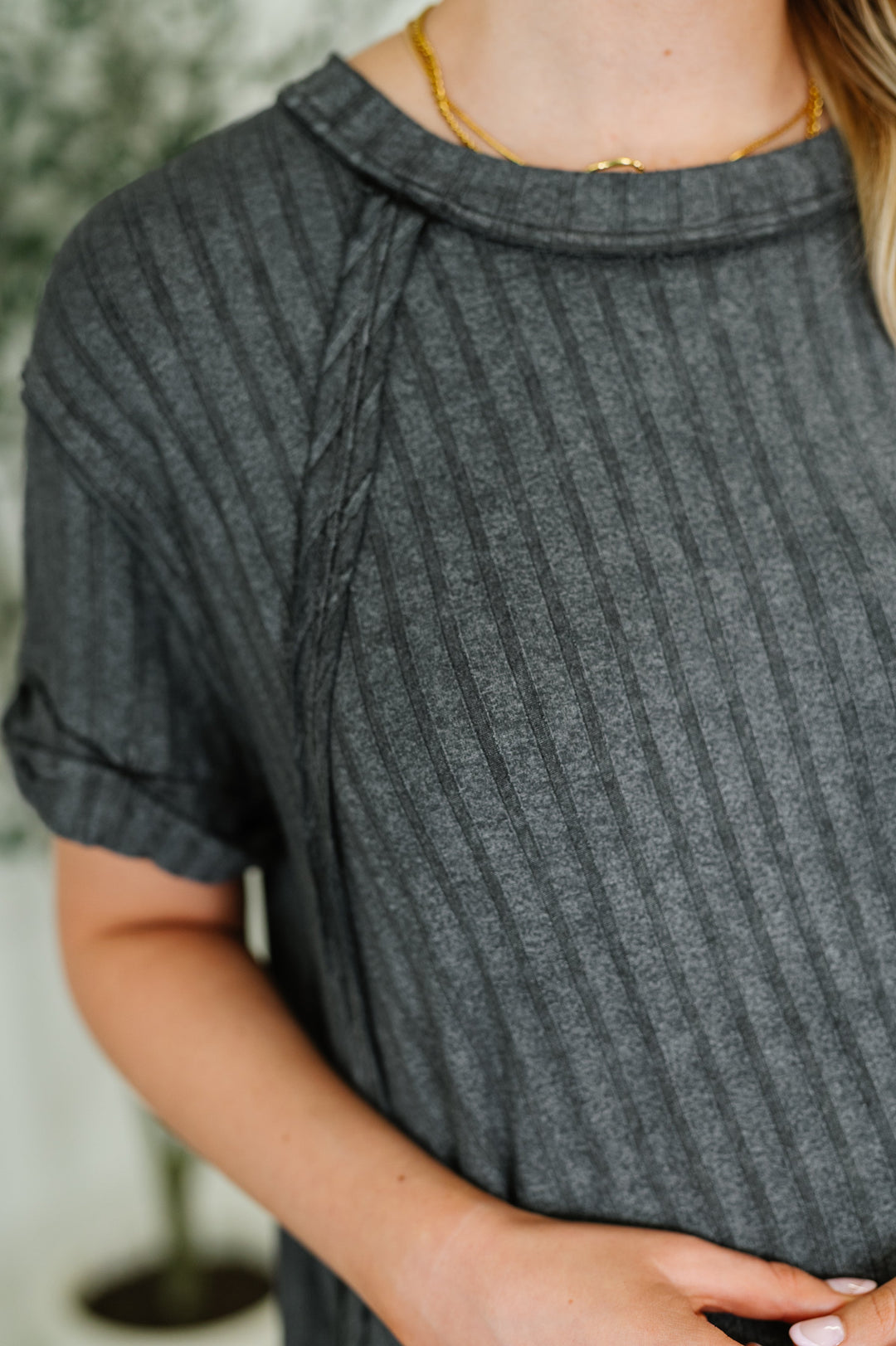 Sunday's Bestie Mineral Wash Top in Ash Black