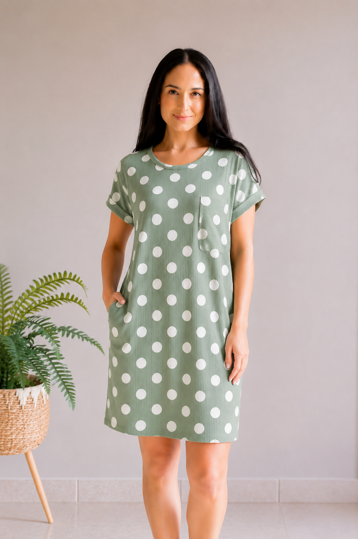 Sweet Sage Polka Dot Dress