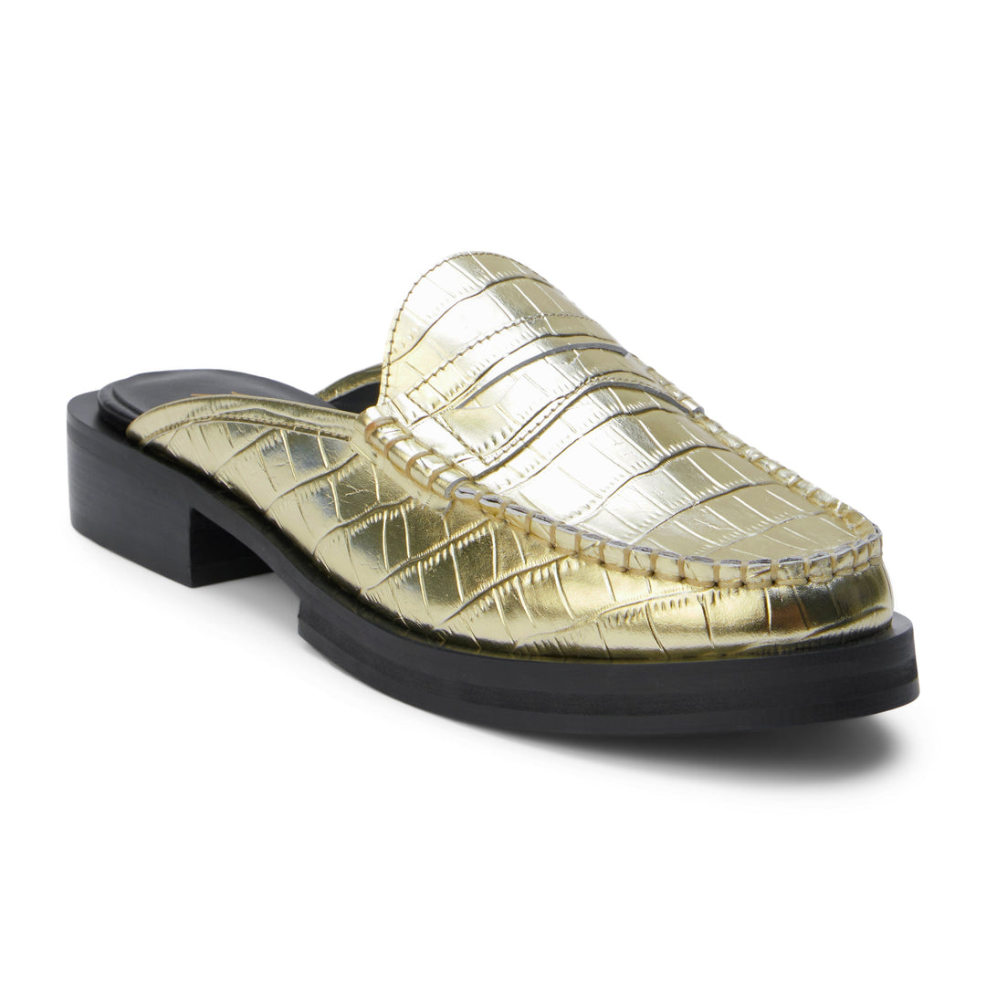 Tasha Loafer Mule in Gold Croc