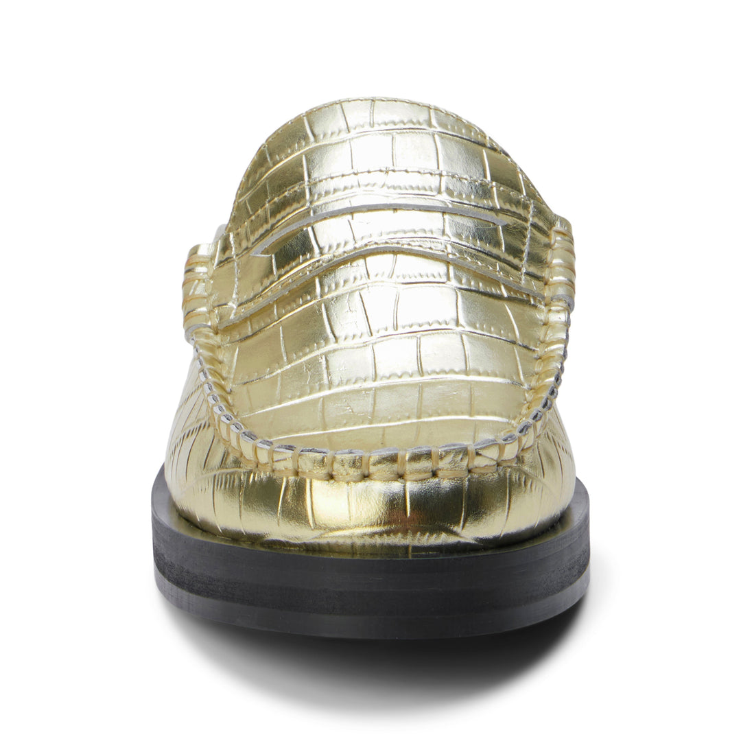 Tasha Loafer Mule in Gold Croc