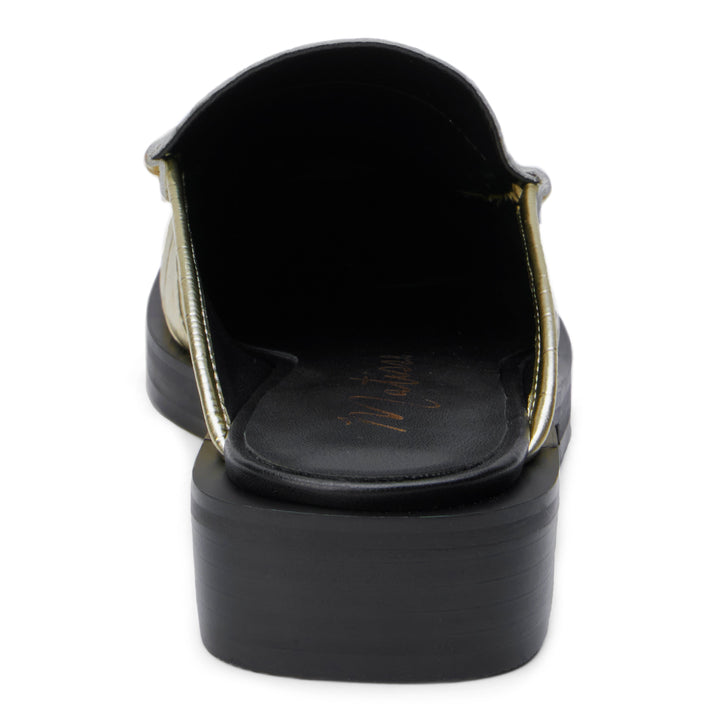 Tasha Loafer Mule in Gold Croc