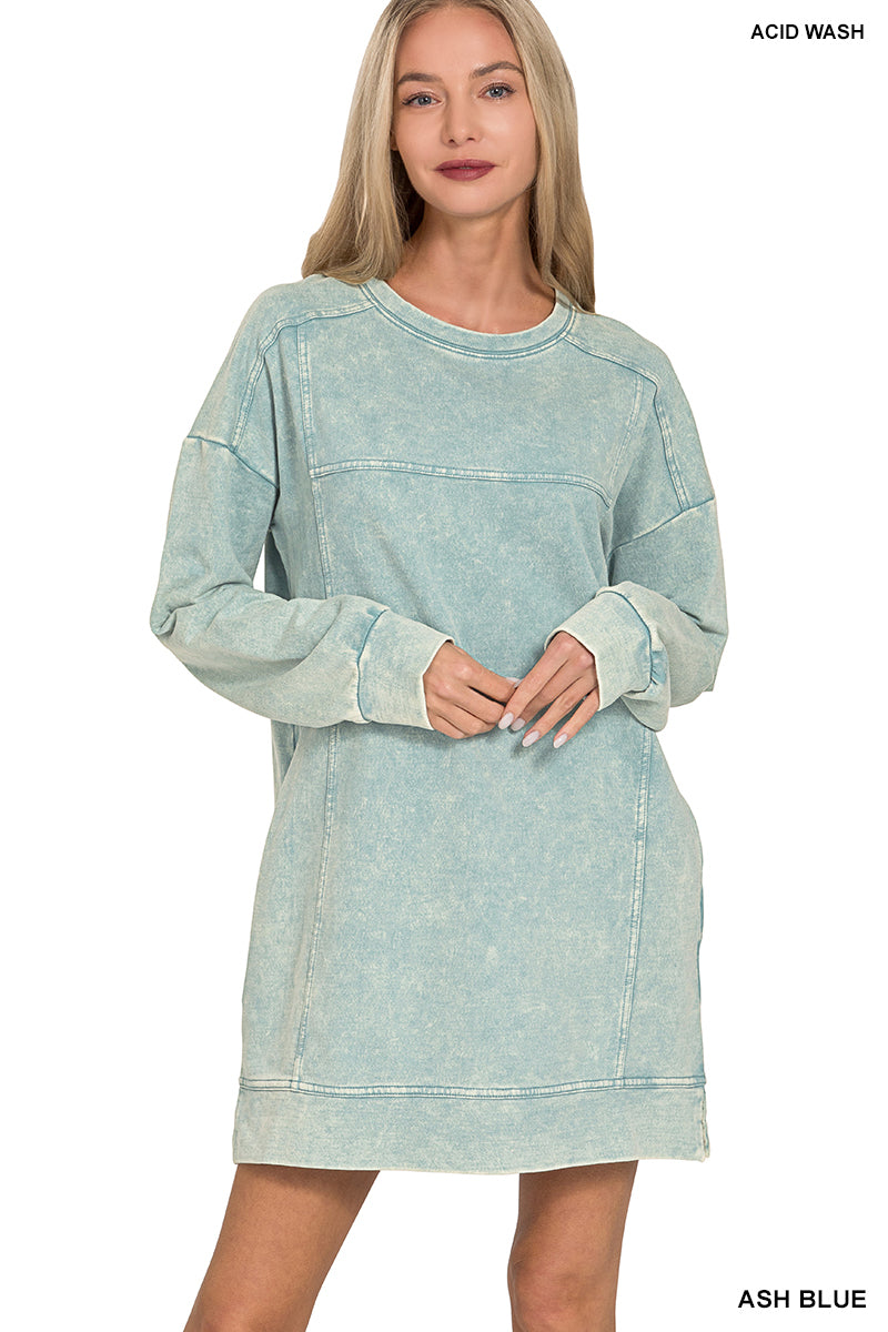 Acid Wash Fall Dress- Zenana