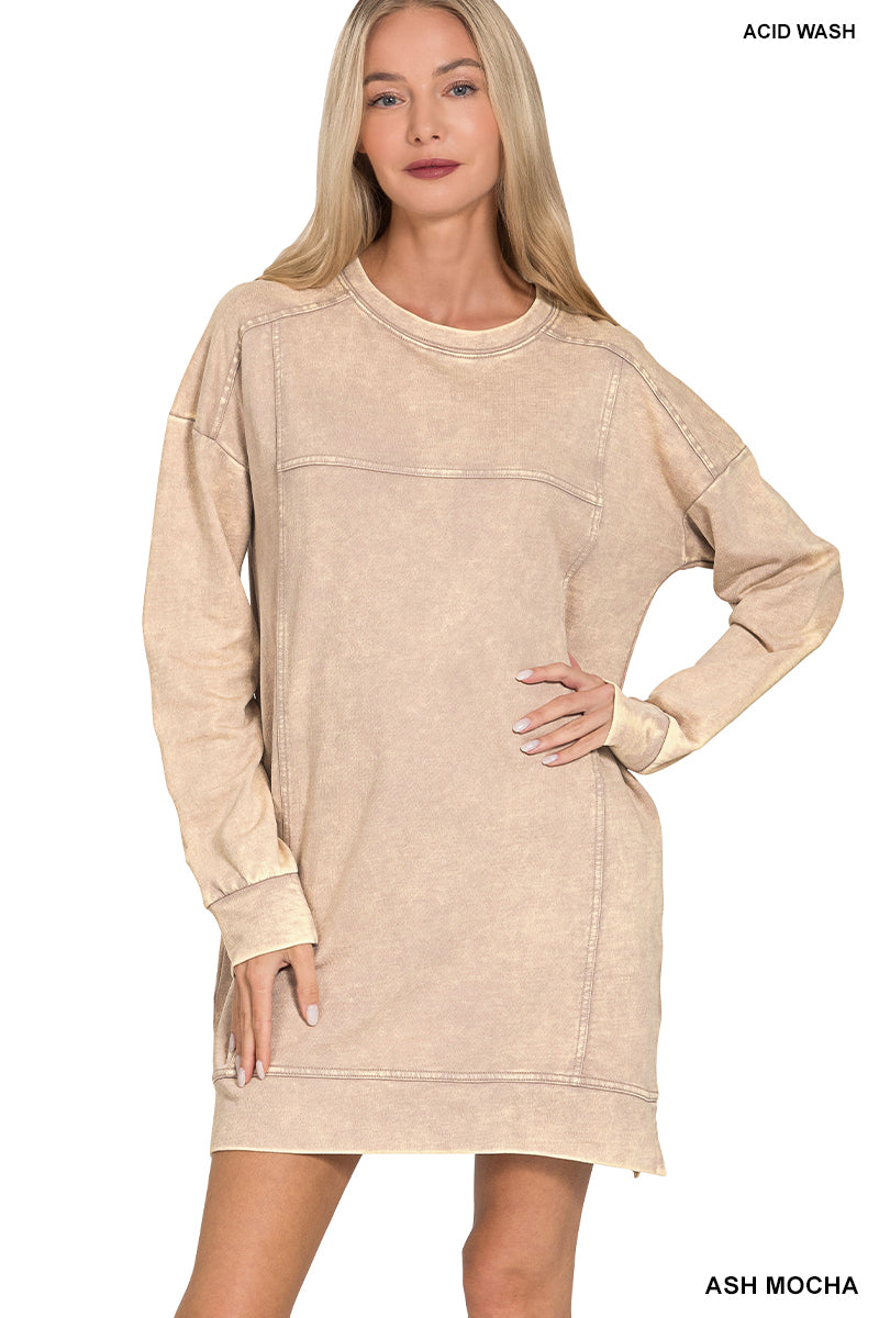 Acid Wash Fall Dress- Zenana