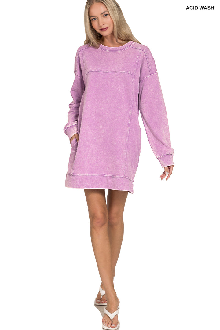 Acid Wash Fall Dress- Zenana