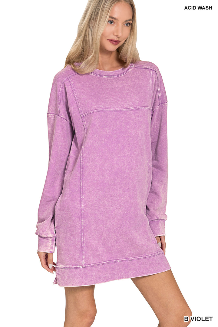 Acid Wash Fall Dress- Zenana