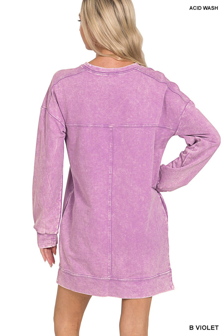 Acid Wash Fall Dress- Zenana